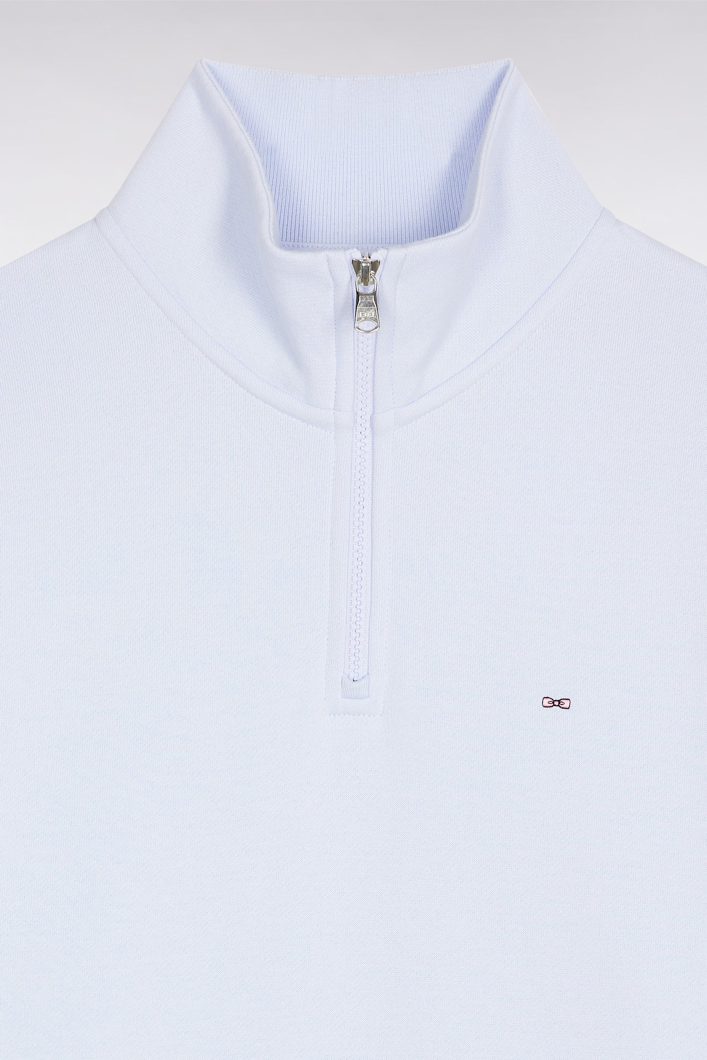 Sweatshirt à col montant zippé en molleton coton ciel