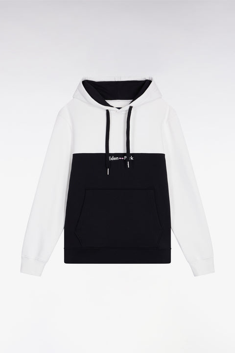 White two-tone hooded sweatshirt, straight cut - Image 2