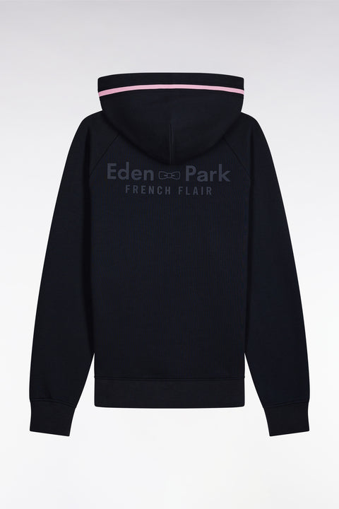 Sweatshirt à capuche en molleton coton mélangé marine coupe Relaxed - Image 2