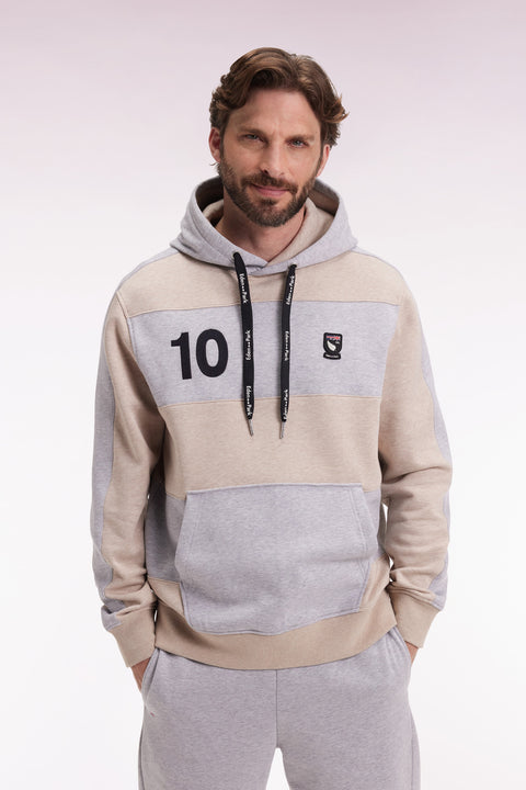 Relaxed fit sweatshirt in beige and light grey cotton blend - Image 3