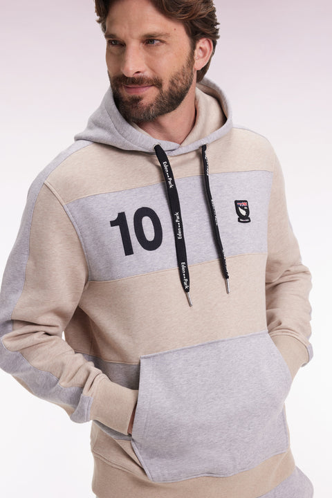 Relaxed fit sweatshirt in beige and light grey cotton blend - Image 1
