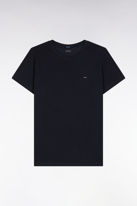 T-shirt à manches courtes en coton Pima marine col rond - Image 2