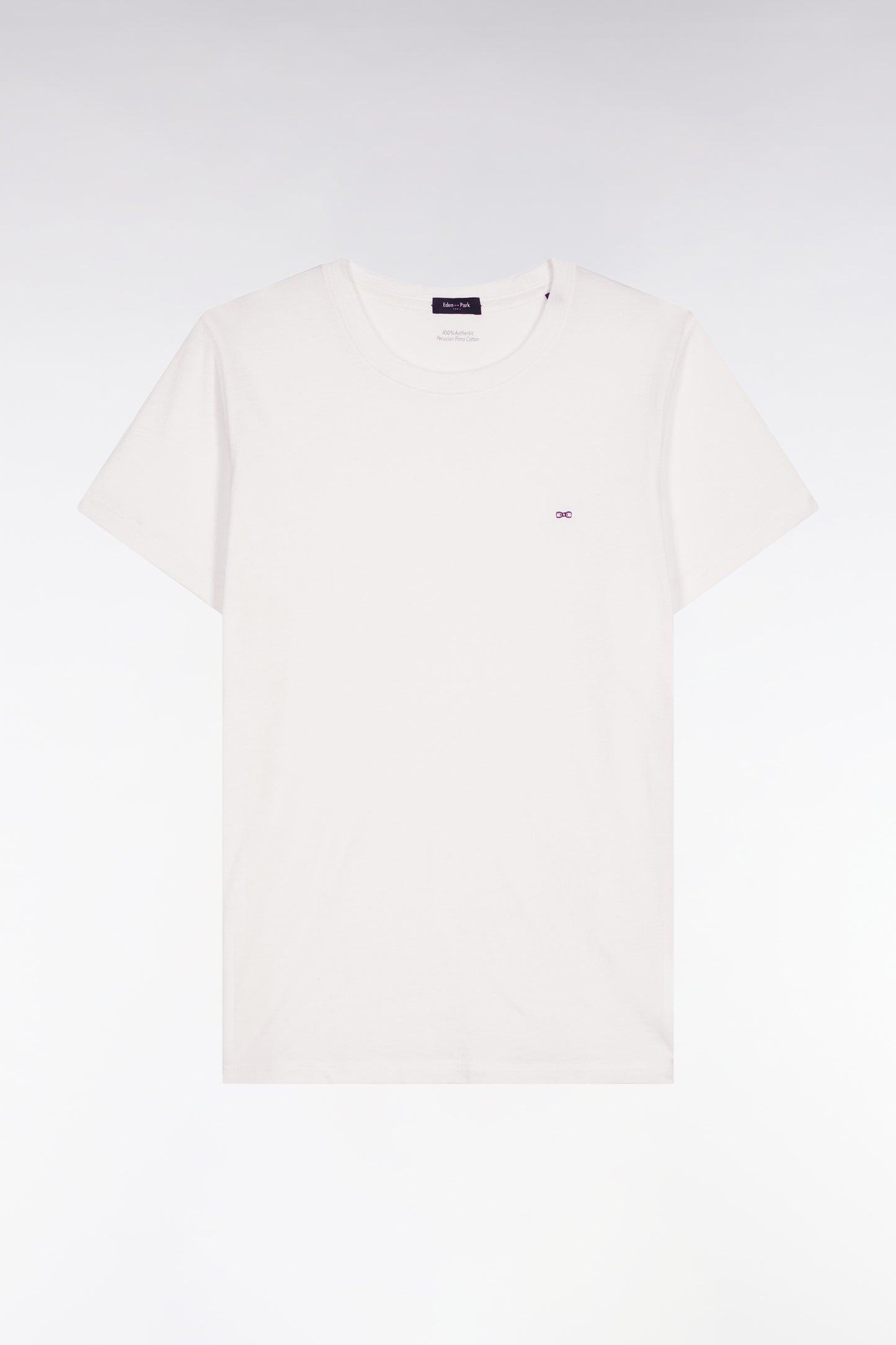 T-shirt à manches courtes en coton Pima blanc col rond