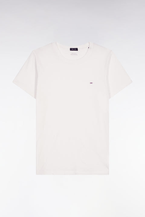 T-shirt à manches courtes en coton Pima blanc col rond - Image 2