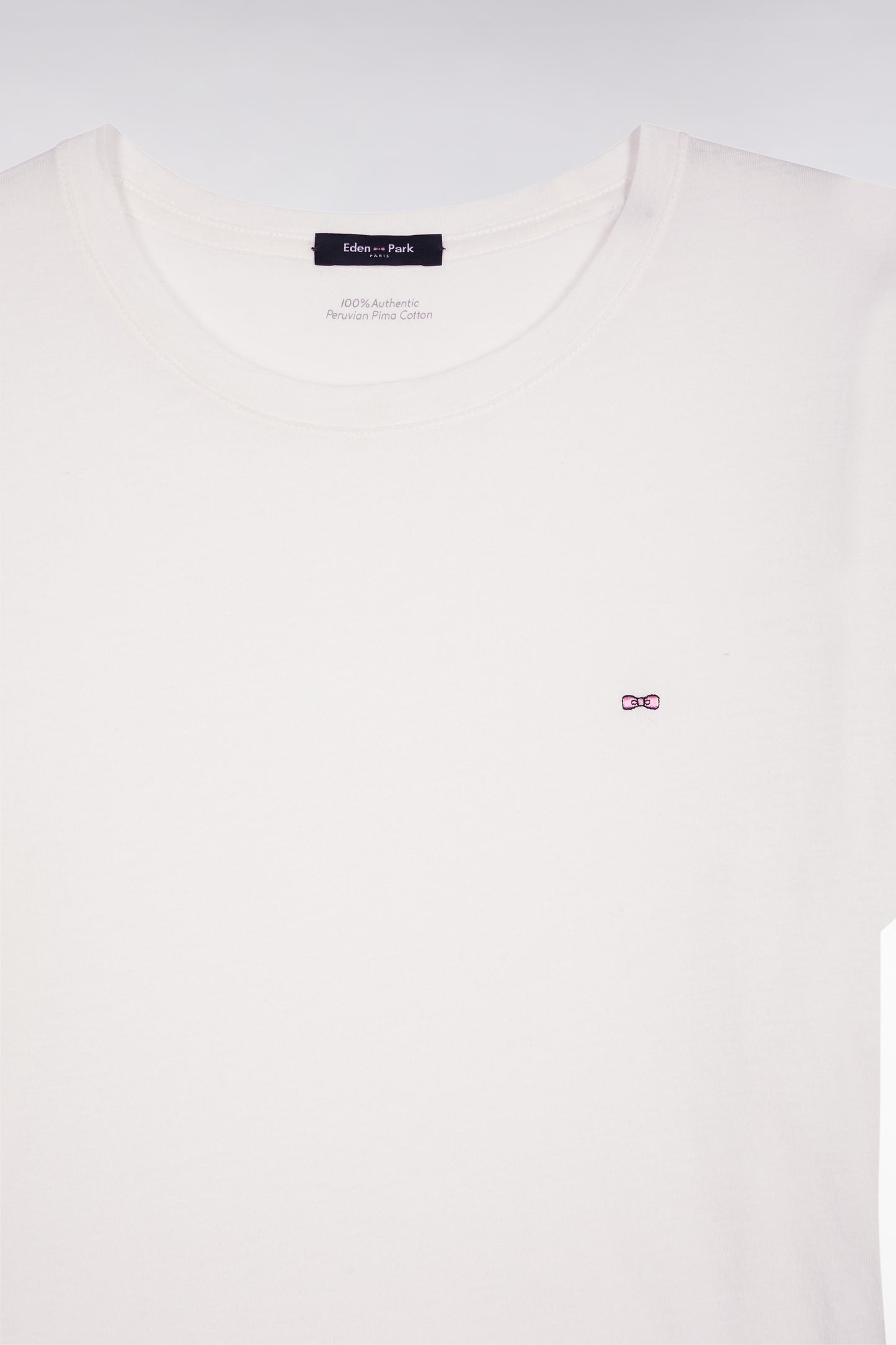 T-shirt à manches courtes en coton Pima blanc col rond