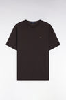 Short-sleeved round-neck T-shirt in brown Pima cotton