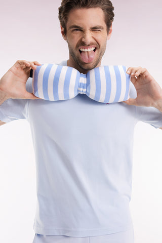 T-shirt à manches courtes broderie dos en coton Pima ciel