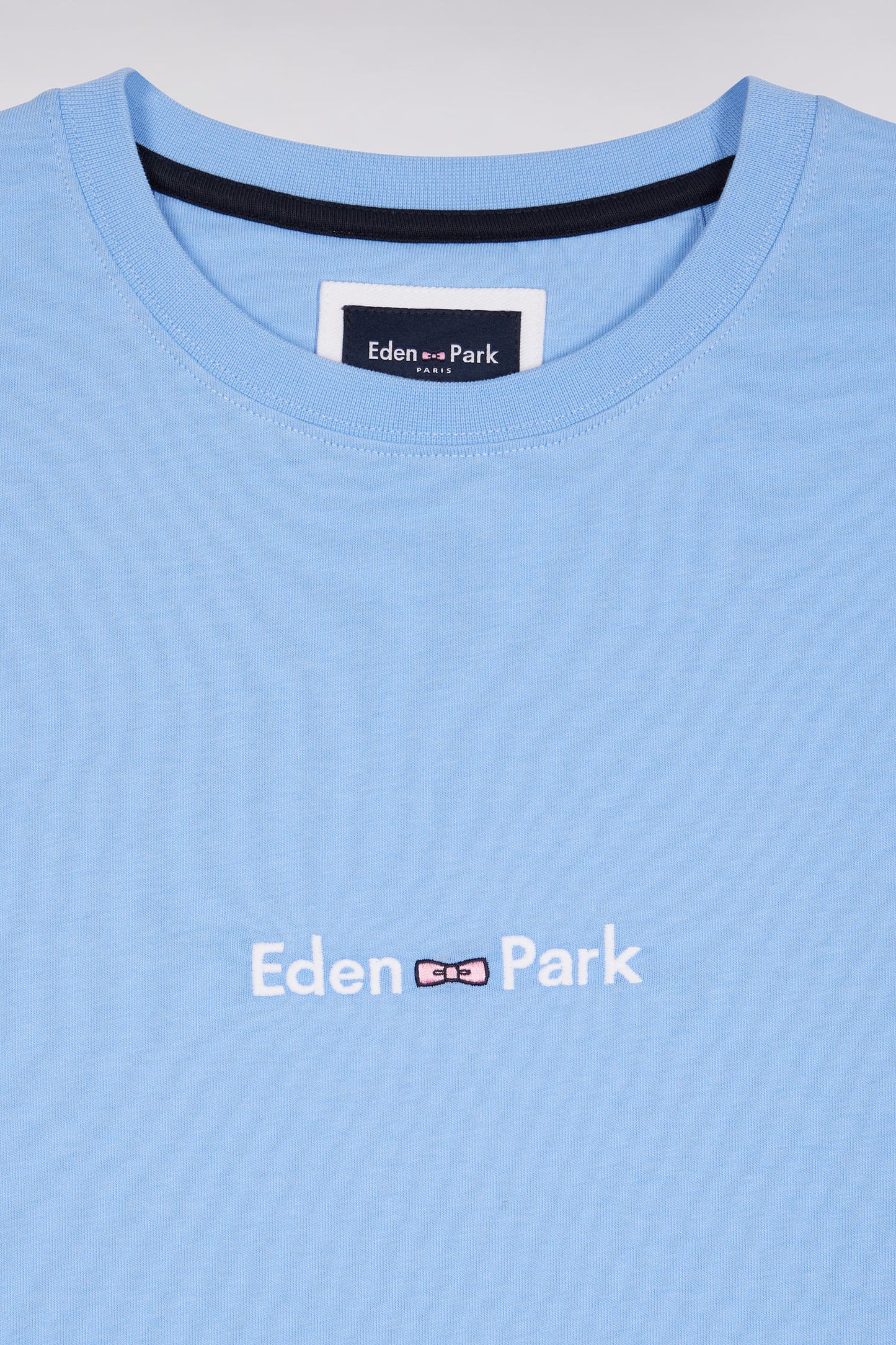 Eden Park embroidered short-sleeved T-shirt in sky cotton