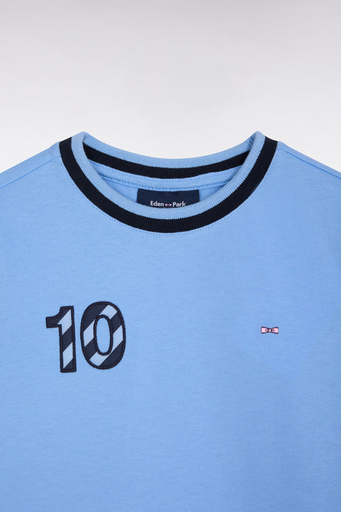 Navy embroidered short-sleeved sky cotton T-shirt - A SHOOTER - Image 2