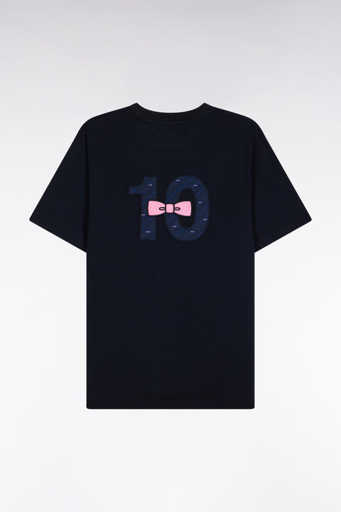 T-shirt à manches courtes dos brodé en coton marine - Image 2