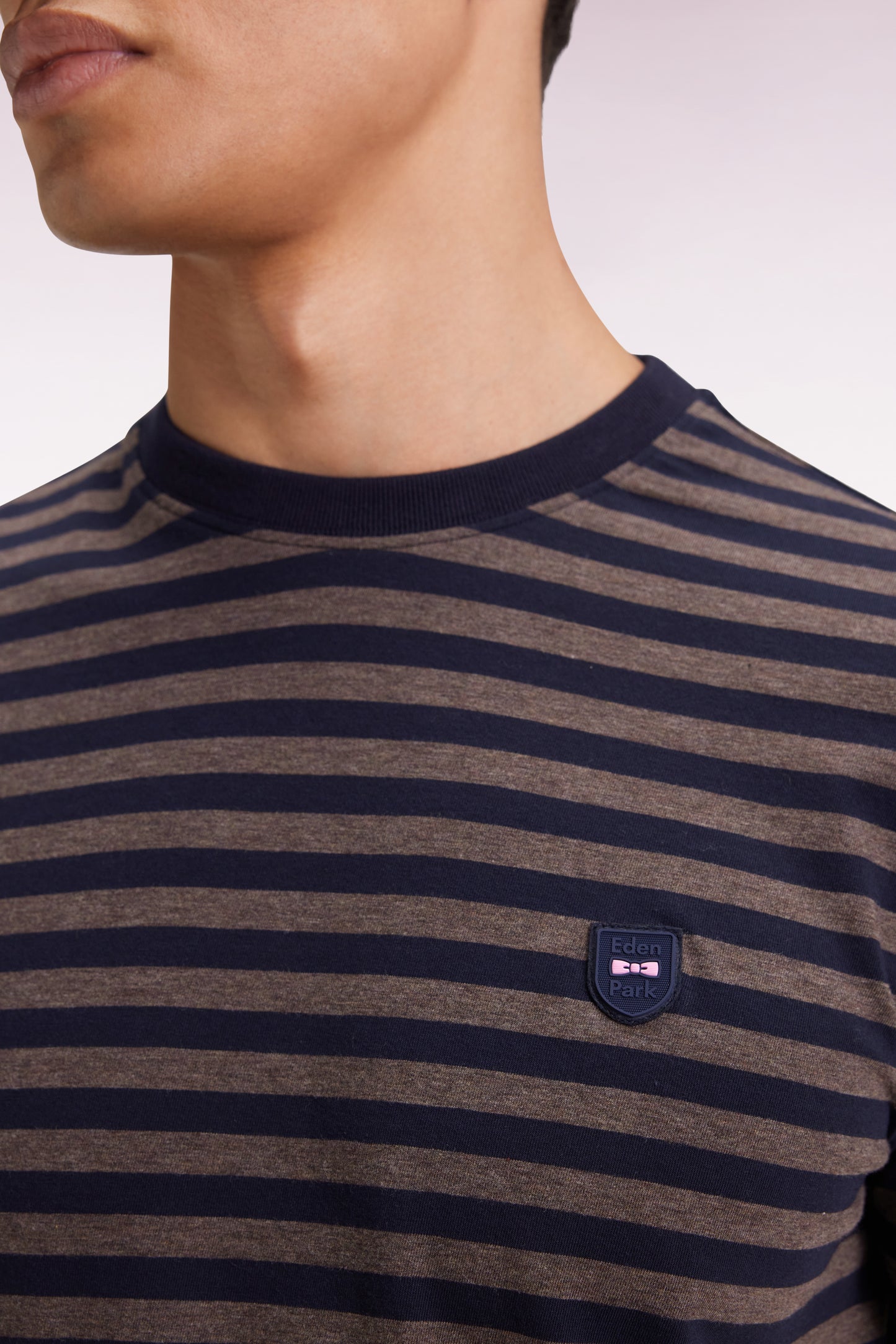 T-shirt à manches courtes en jersey de coton rayé marine