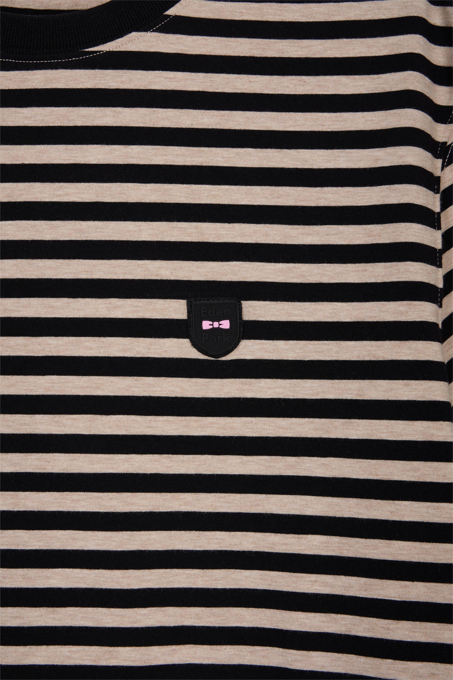 T-shirt à manches courtes en jersey de coton rayé marine et marron