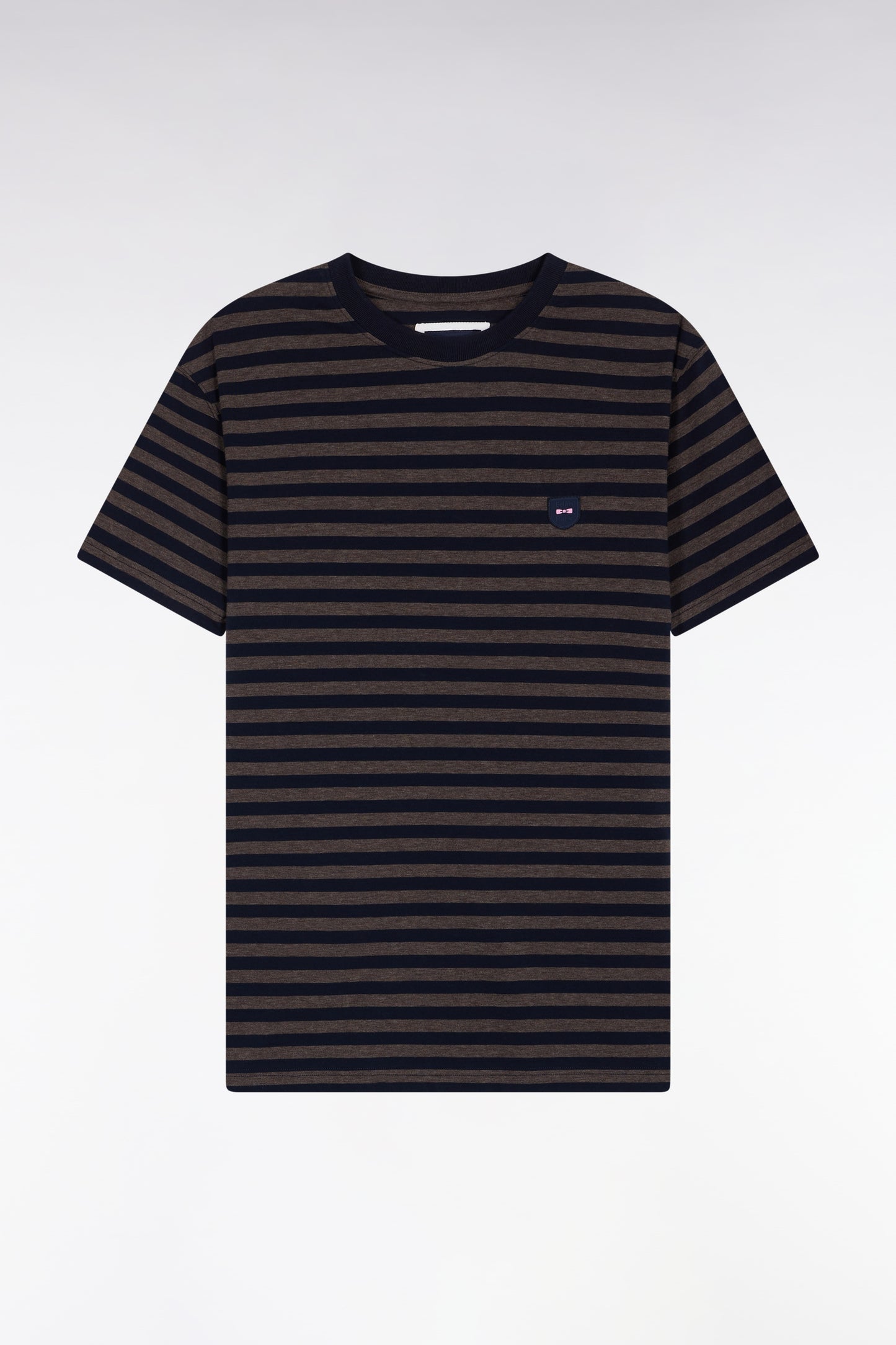 T-shirt à manches courtes en jersey de coton rayé marine