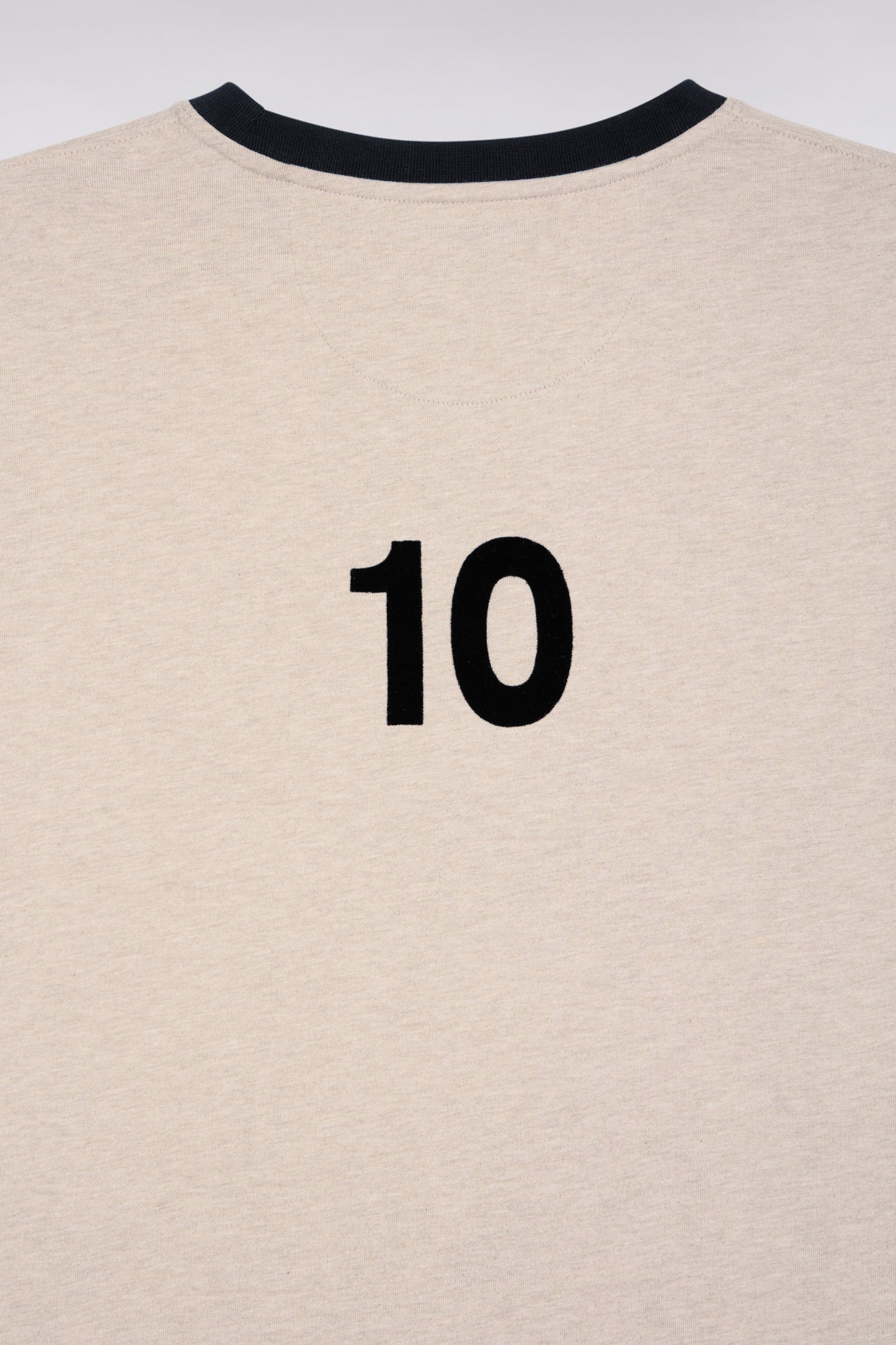 Beige and navy cotton short-sleeved T-shirt New Zealand