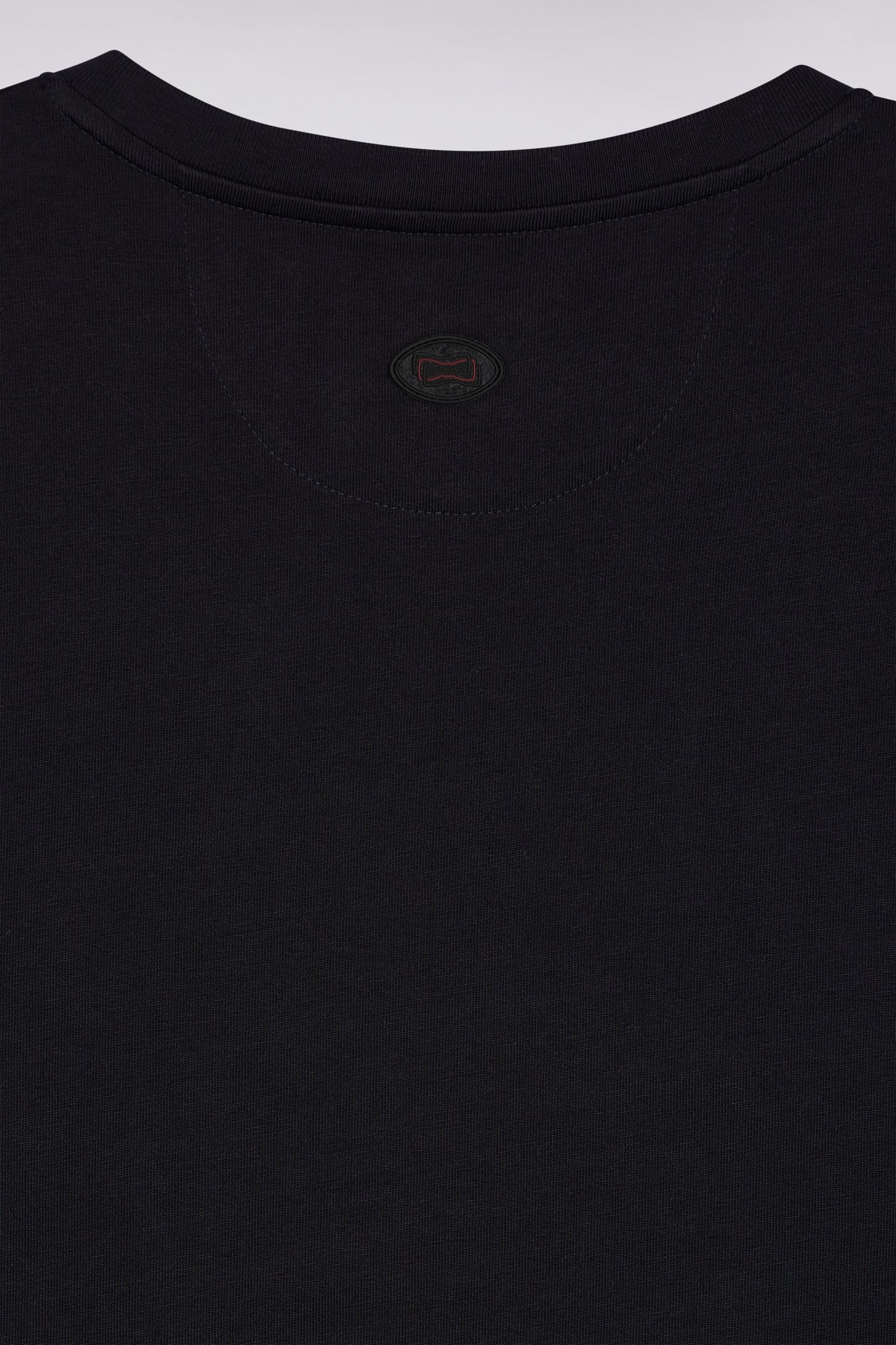 Short-sleeved T-shirt in black cotton with velvet-effect print