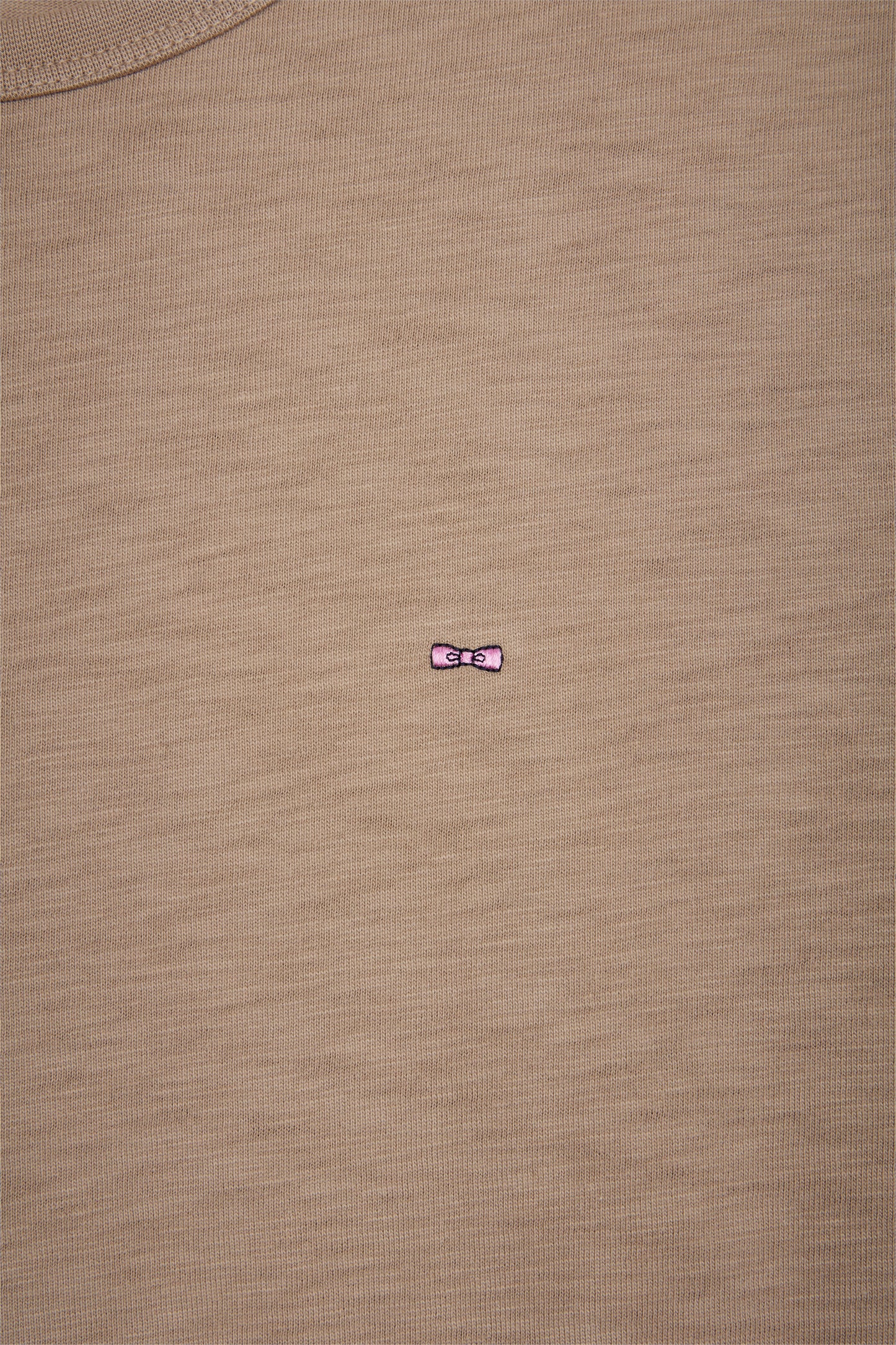 Long-sleeved T-shirt in beige slub cotton