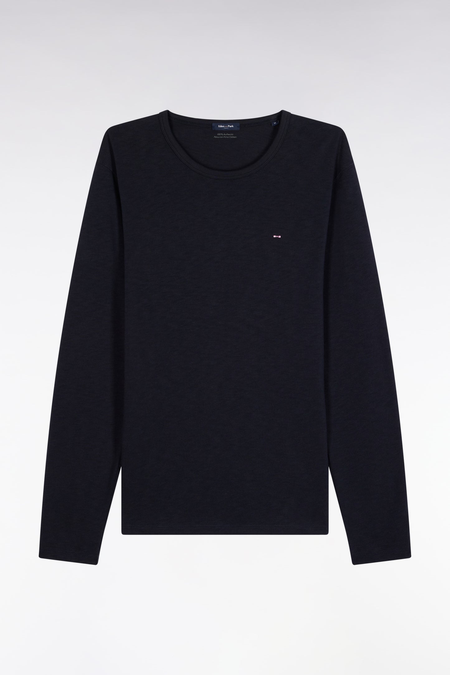 Long-sleeved T-shirt in navy slub cotton