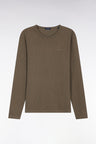 Long-sleeved T-shirt in khaki slub cotton
