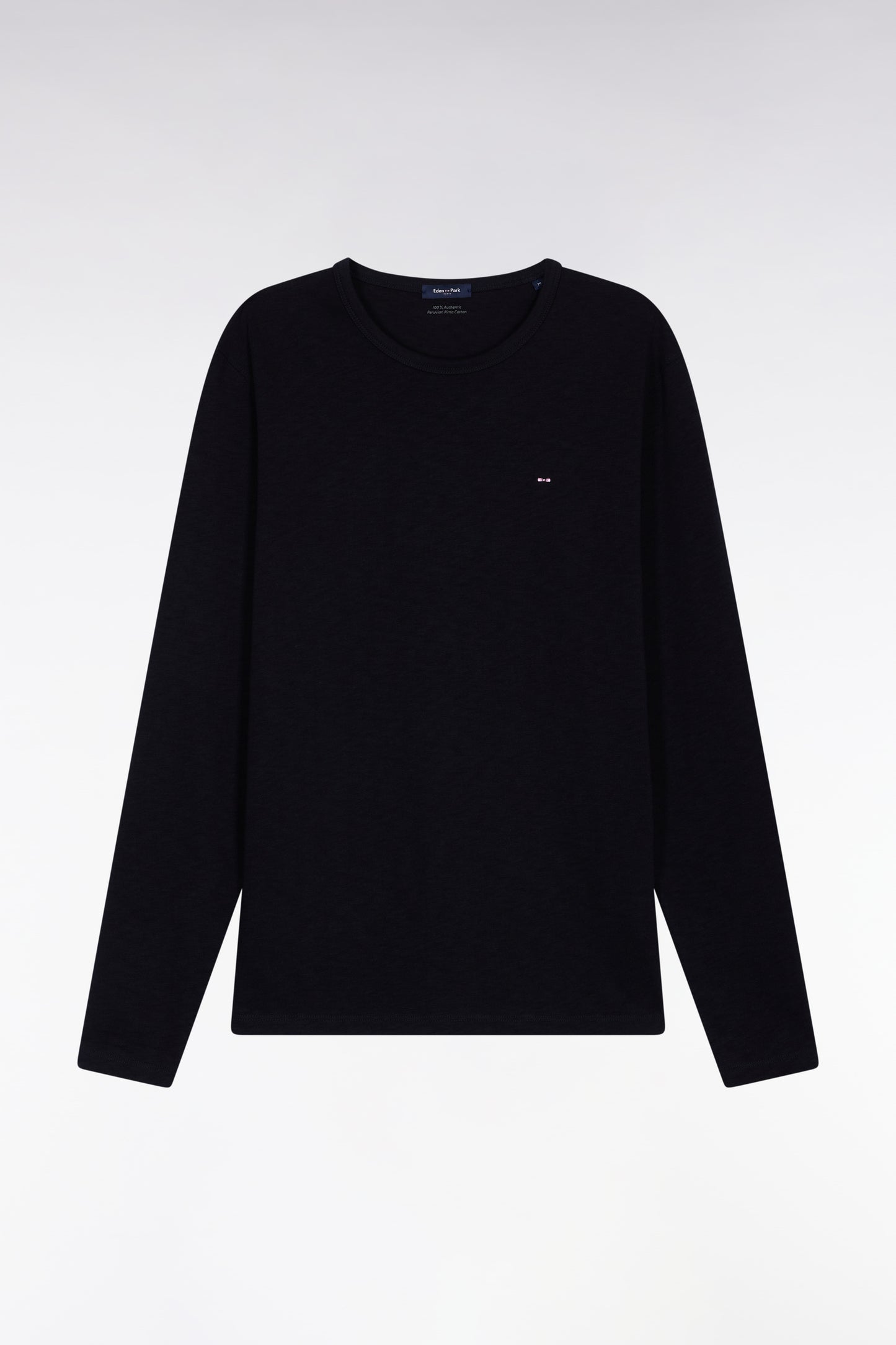 Long-sleeved T-shirt in black slub cotton