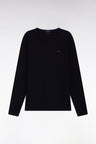 Long-sleeved T-shirt in black slub cotton