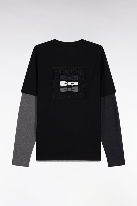 Long-sleeved black cotton T-shirt - Image 2