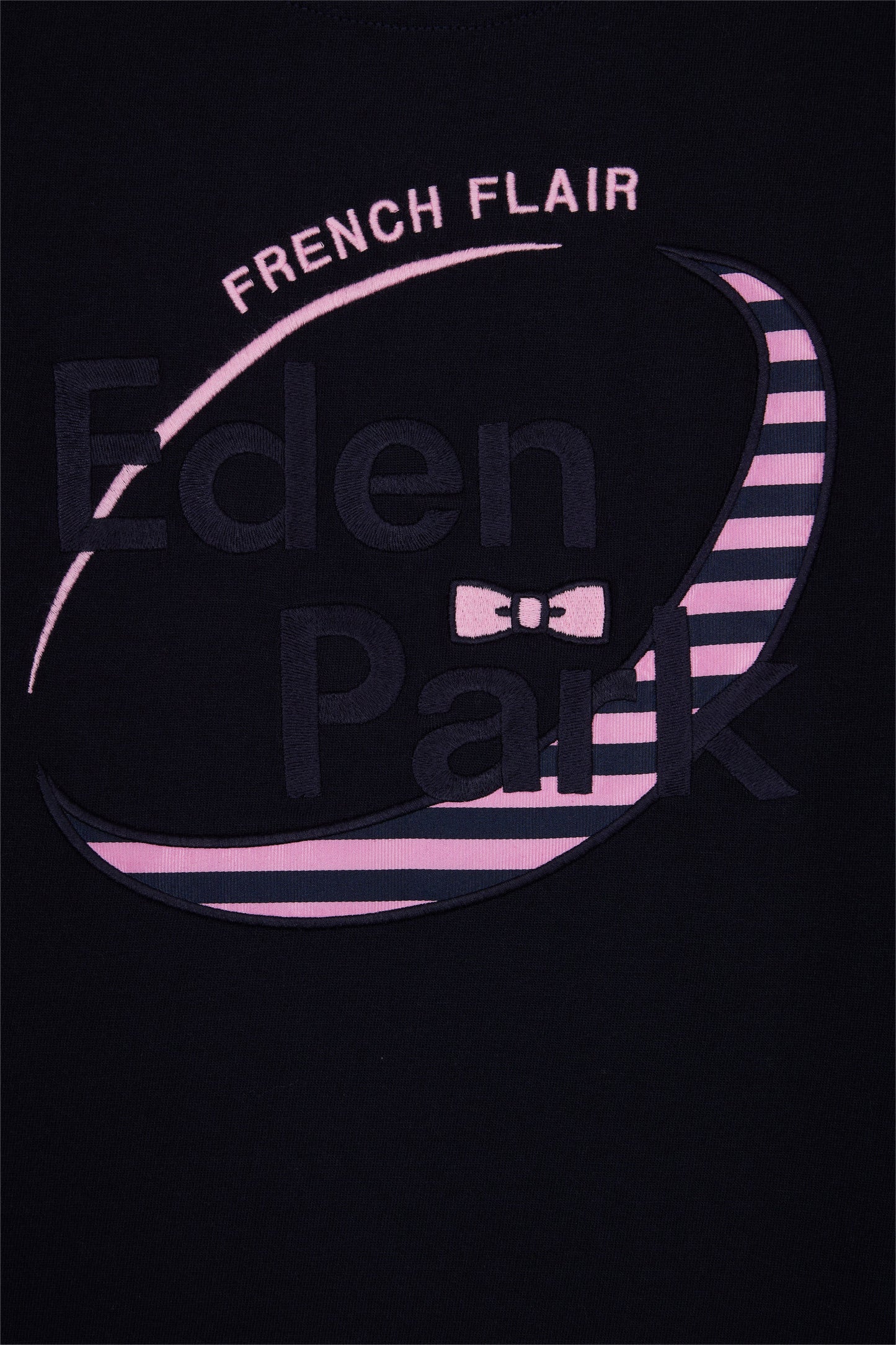 T-shirt à manches longues en coton marine à rayures roses