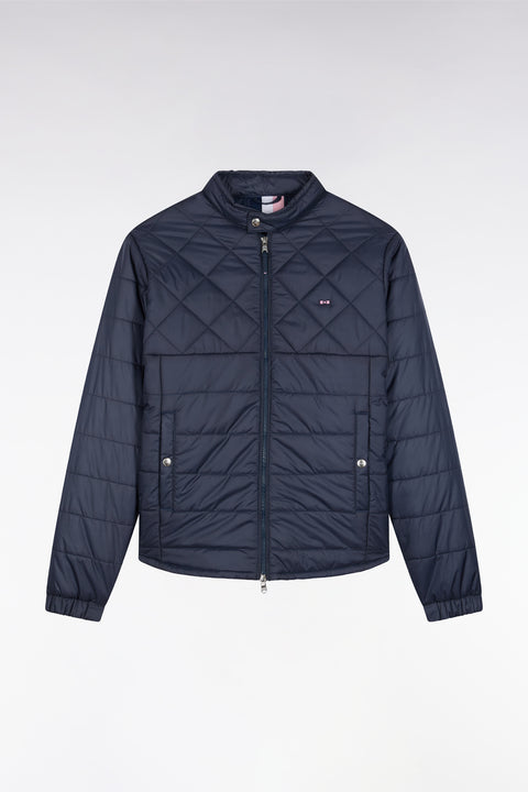 Beige quilted nylon jacket with biker collar - Image 2