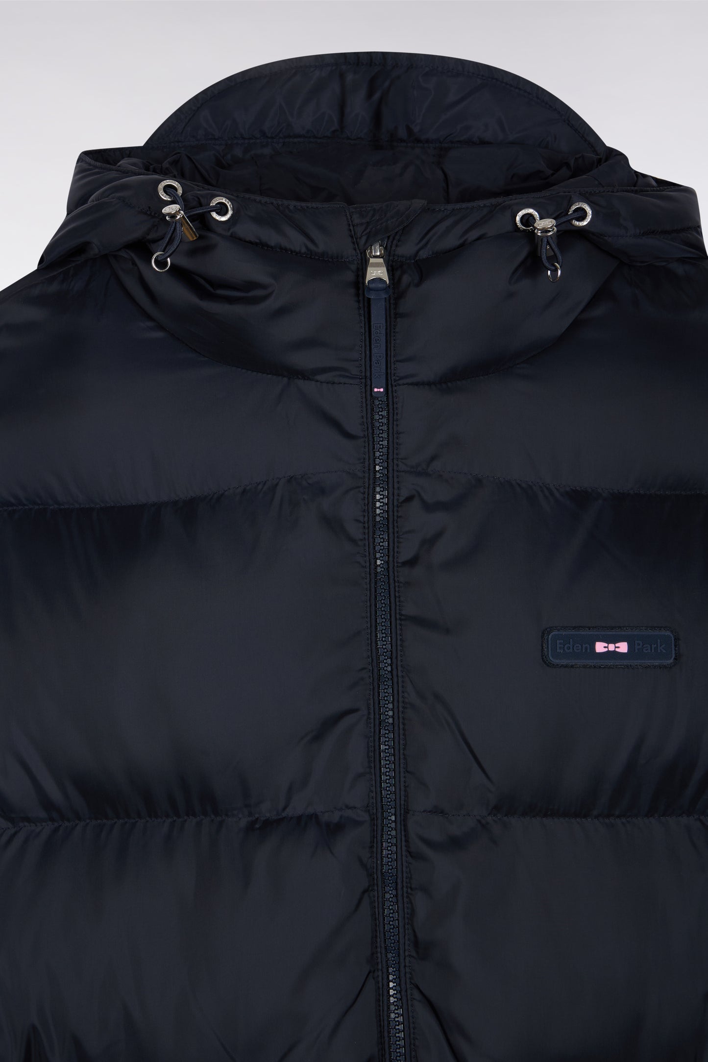 Doudoune longue en nylon matelassé marine