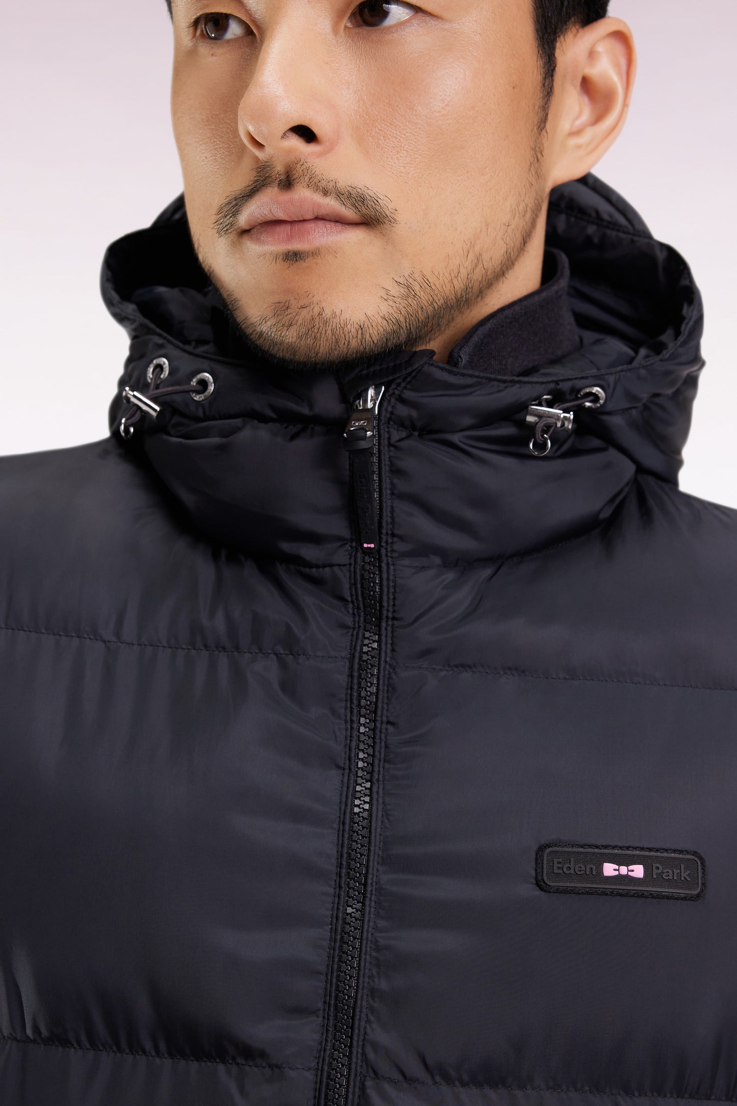 Doudoune longue en nylon matelassé noir