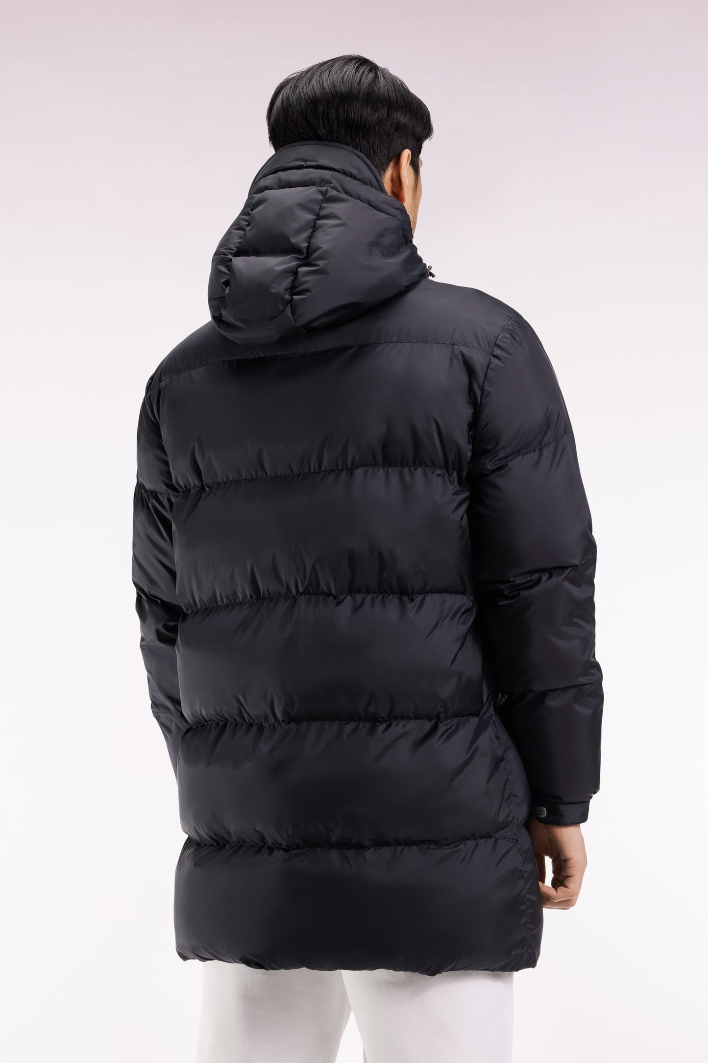 Doudoune longue en nylon matelassé noir