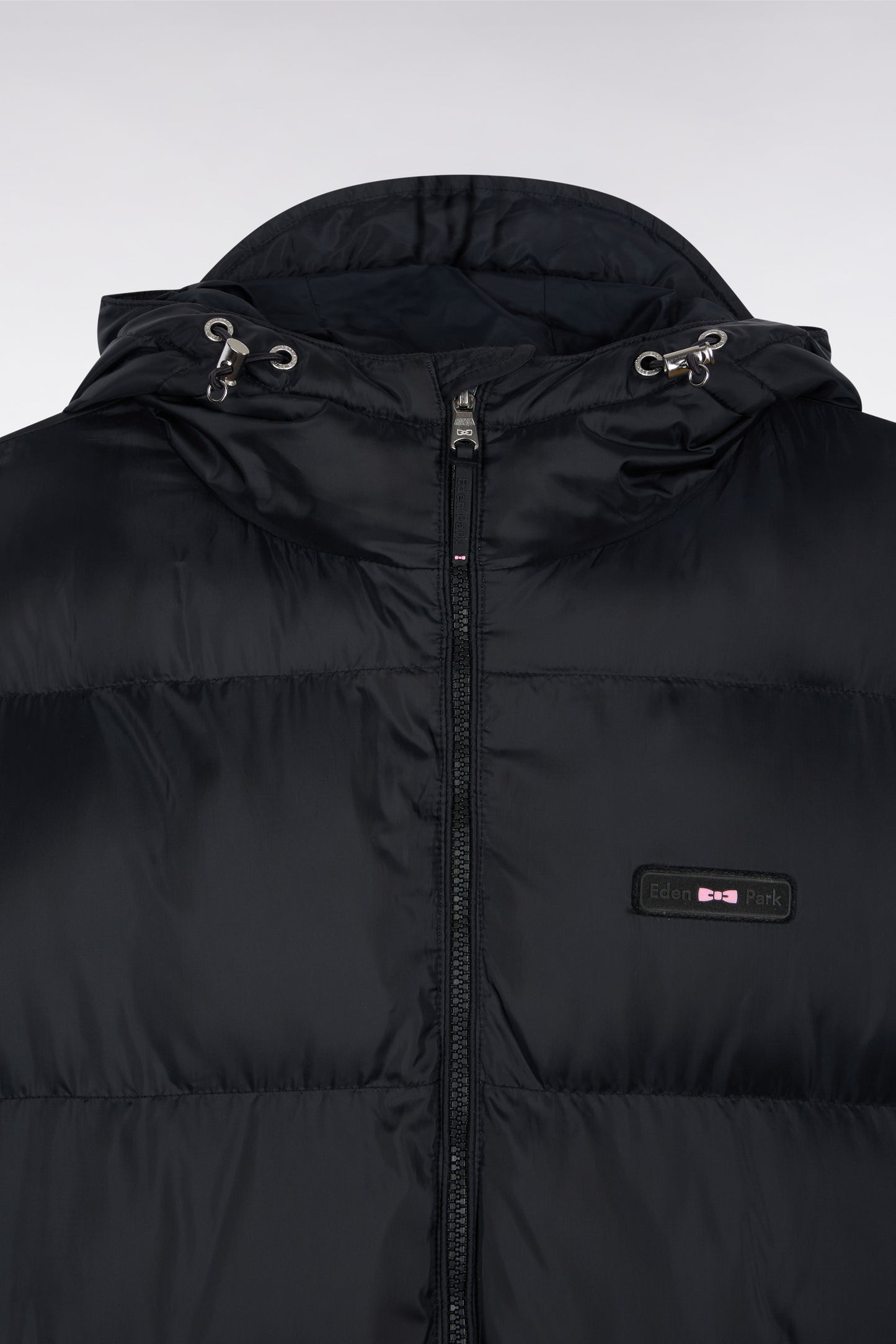 Doudoune longue en nylon matelassé noir