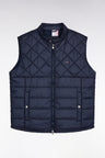 Sleeveless biker-neck padded nylon jacket in grey