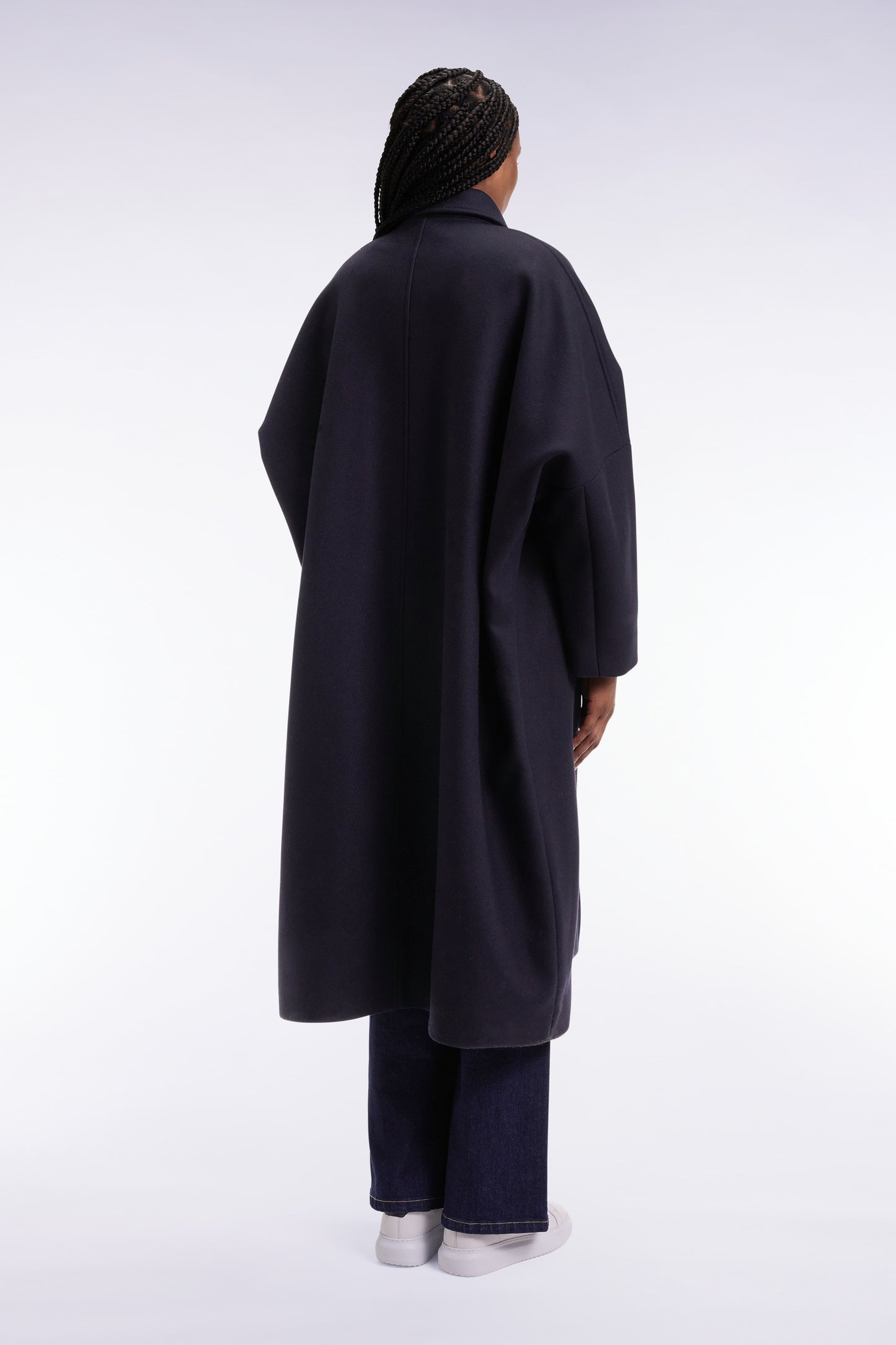 Manteau kimono en laine marine