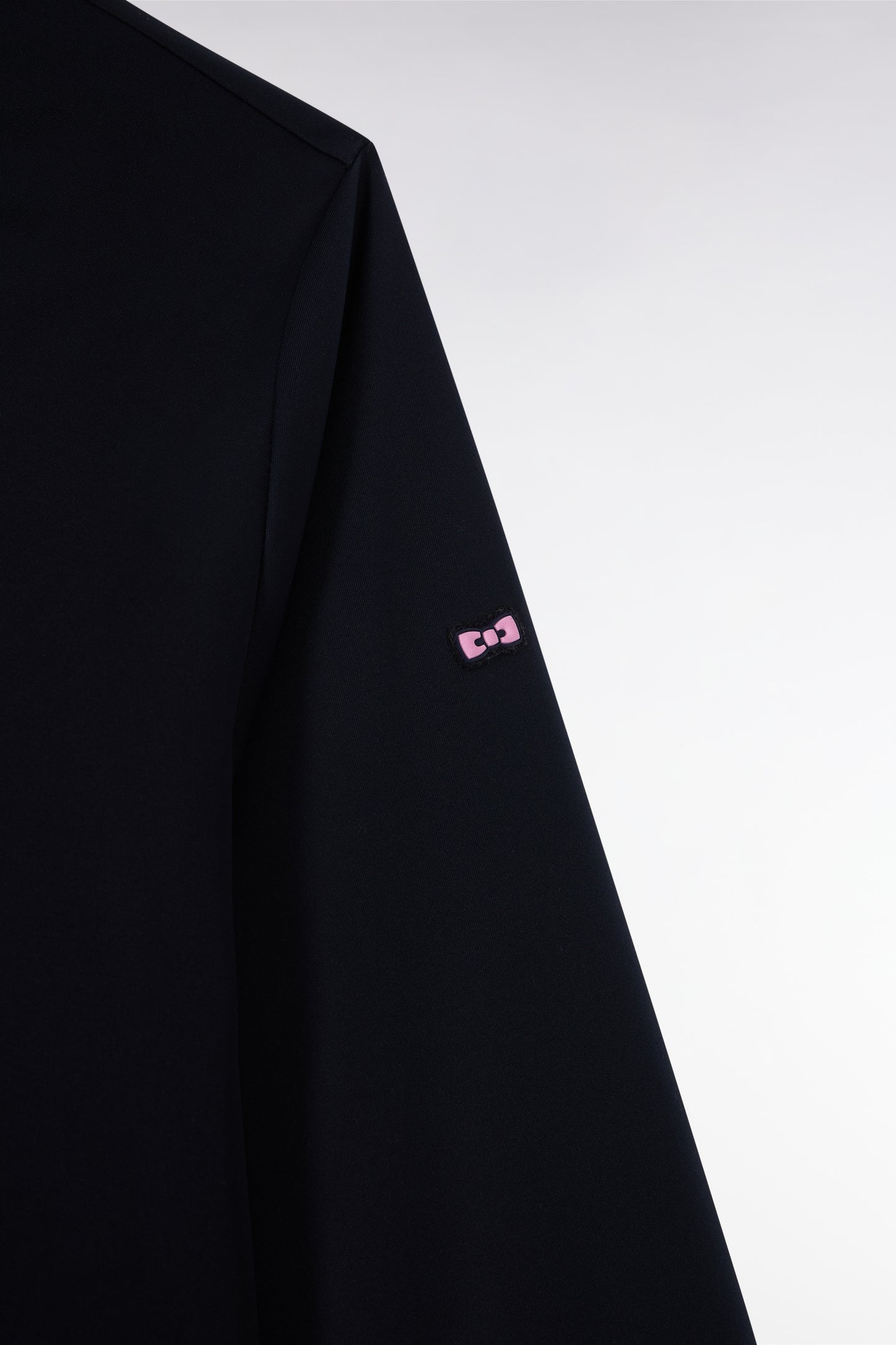 Parka longue 2-en-1 en nylon noir à capuche intégrée