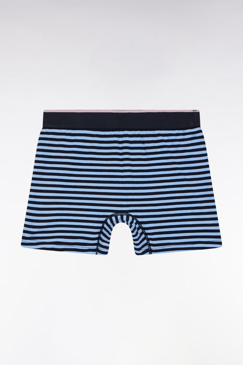 Navy striped cotton jersey boxer shorts - Image 2
