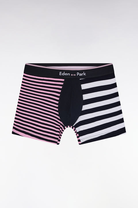 Navy striped cotton jersey boxer shorts - Image 1