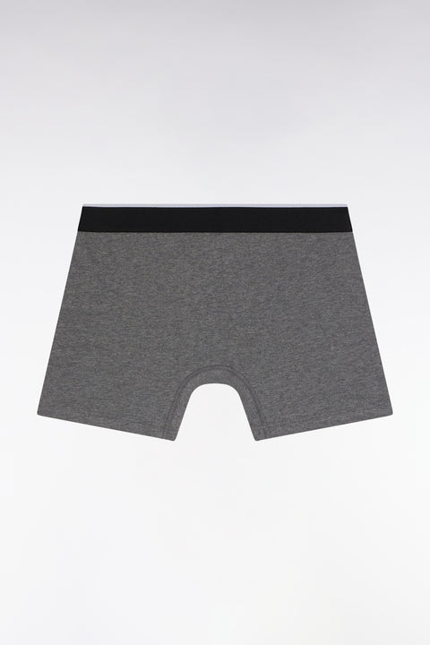 Boxer shorts in dark grey cotton jersey with contrasting stripes - Image 2