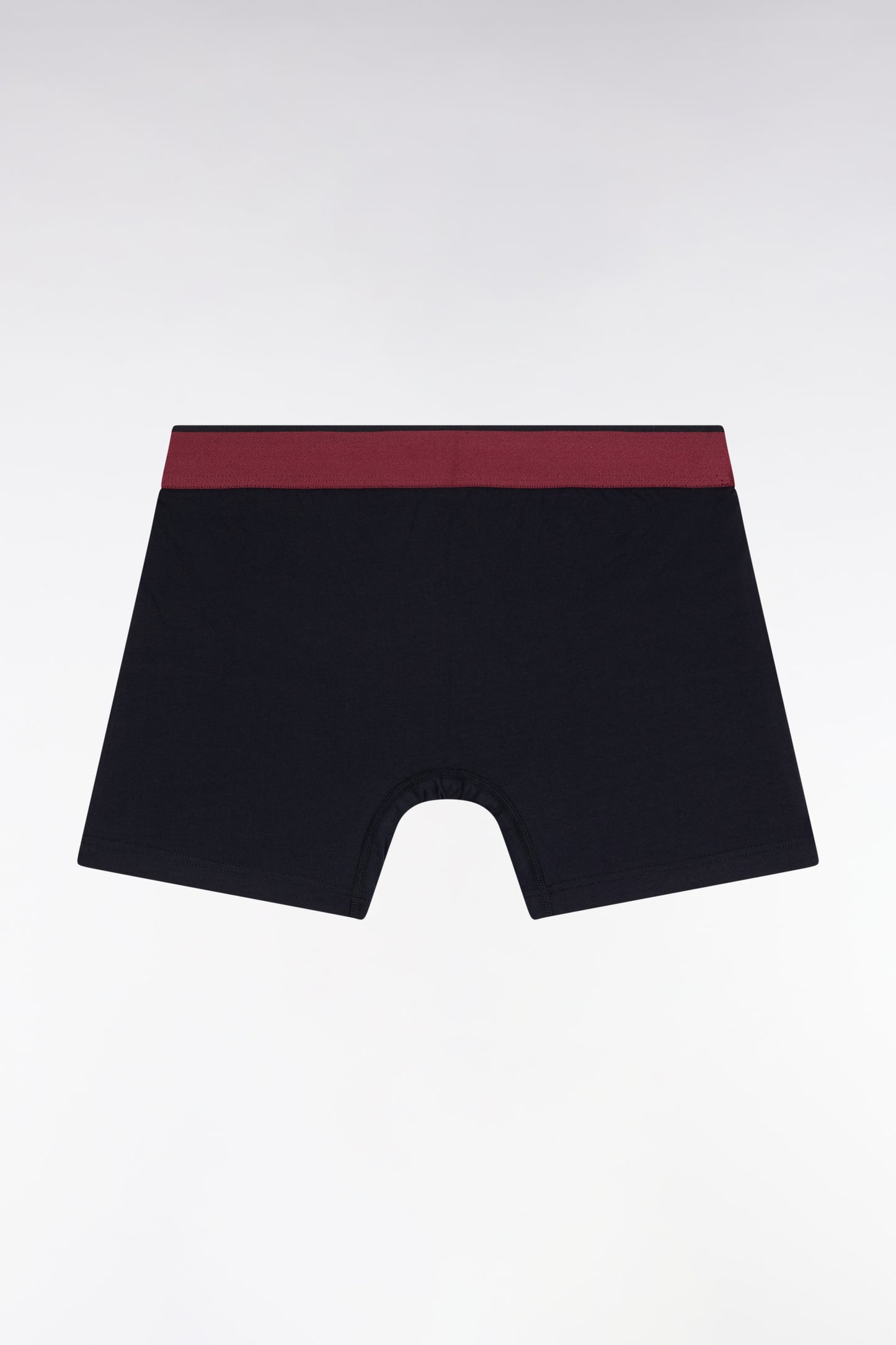 Navy and burgundy colorblock cotton jersey boxer shorts
