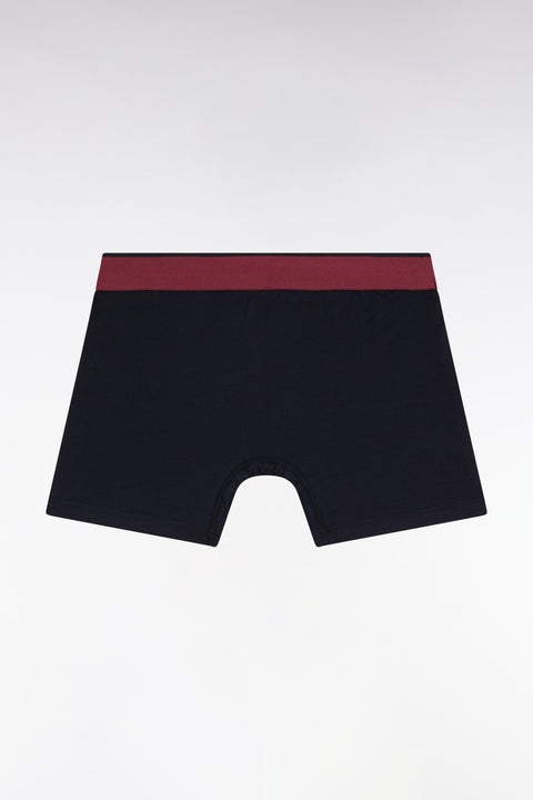 Navy and burgundy colorblock cotton jersey boxer shorts - Image 2