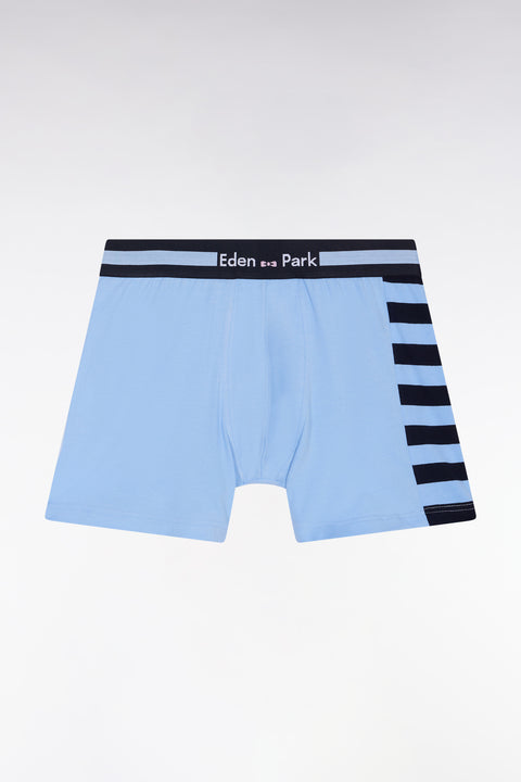 Sky cotton jersey boxer shorts with striped detail - Image 1