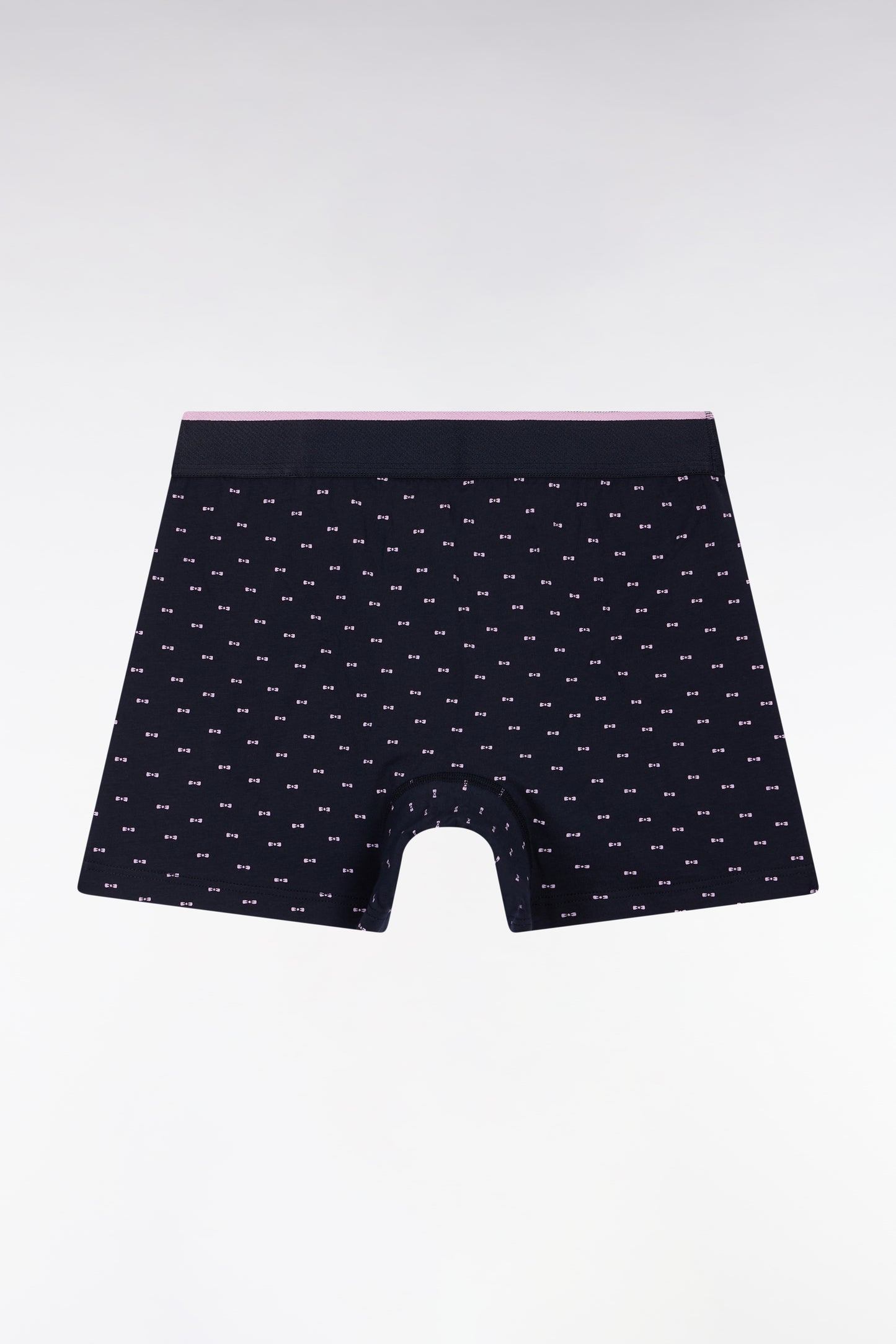 Cotton jersey boxer shorts with navy bow tie pattern