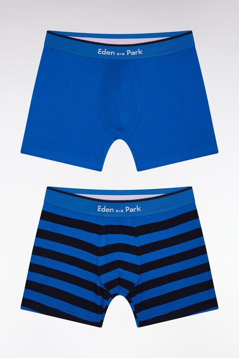 Set of two blue stretch cotton jersey boxer shorts - Image 1