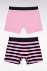 Lot de deux boxers en jersey de coton stretch marine et rose