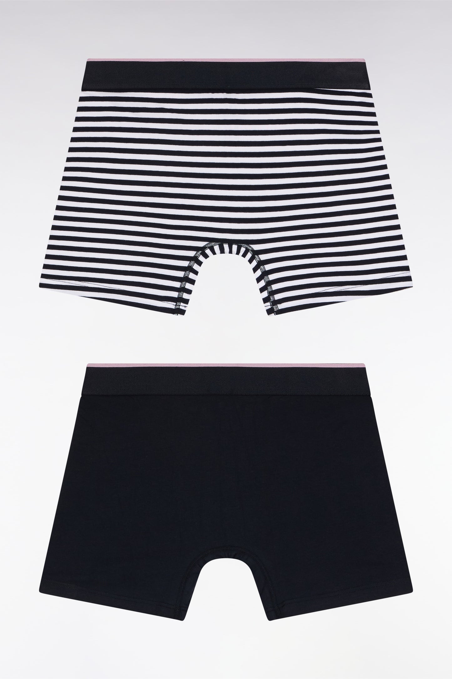 Set of two navy and striped stretch cotton jersey boxer shorts