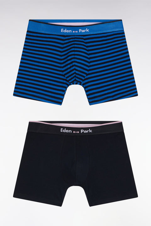 Lot de deux boxers en jersey de coton stretch marine et bleu - Image 1