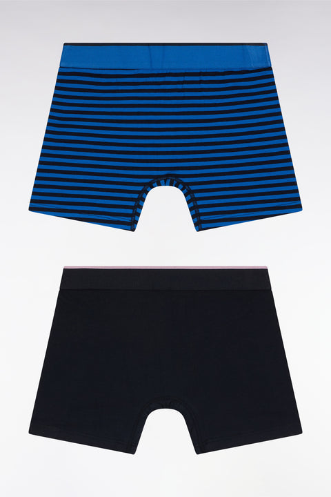 Lot de deux boxers en jersey de coton stretch marine et bleu - Image 2