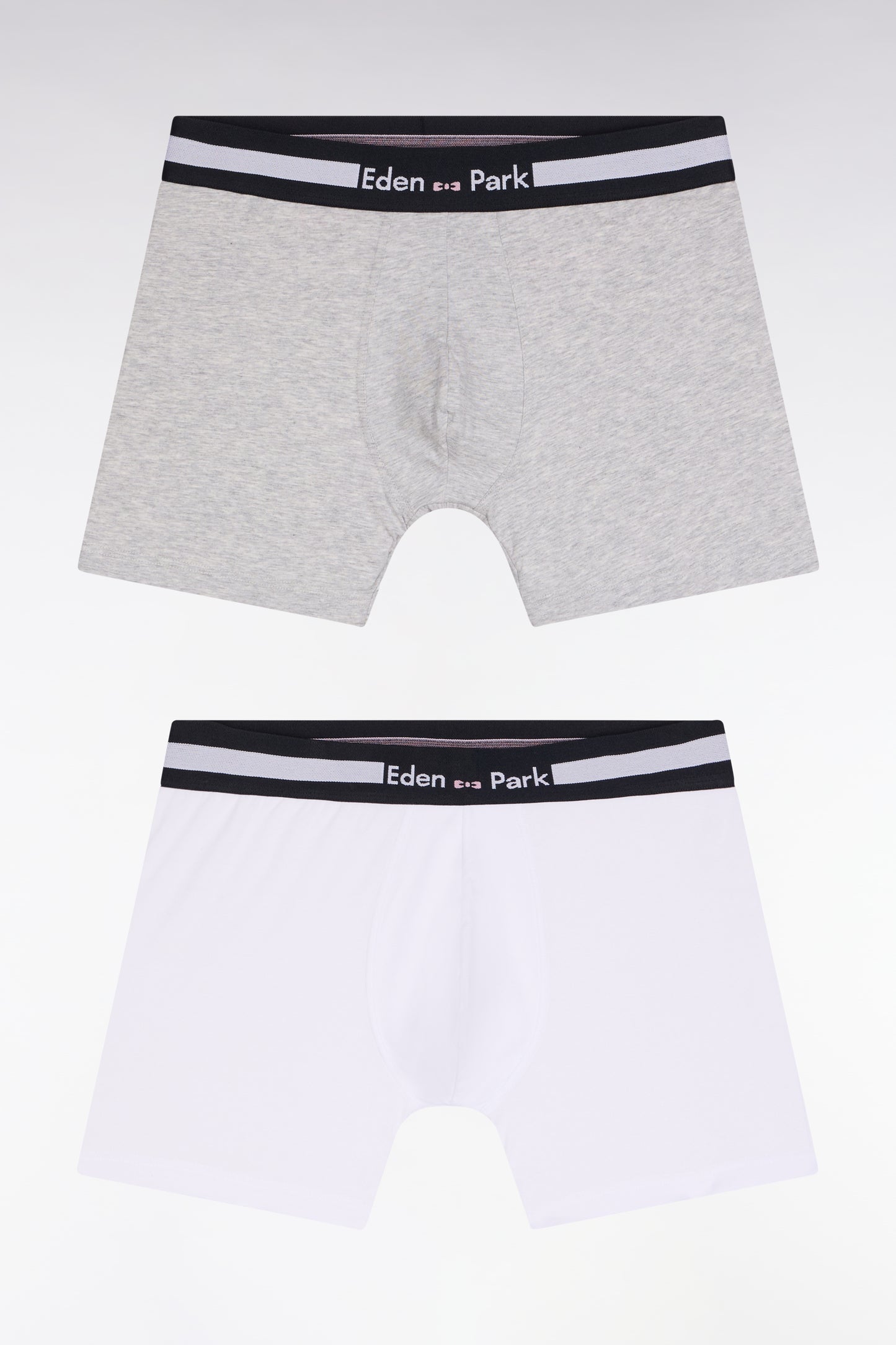 Lot de deux boxers en jersey de coton stretch blanc et gris