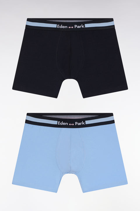 Lot de deux boxers en jersey de coton stretch marine et ciel - Image 1