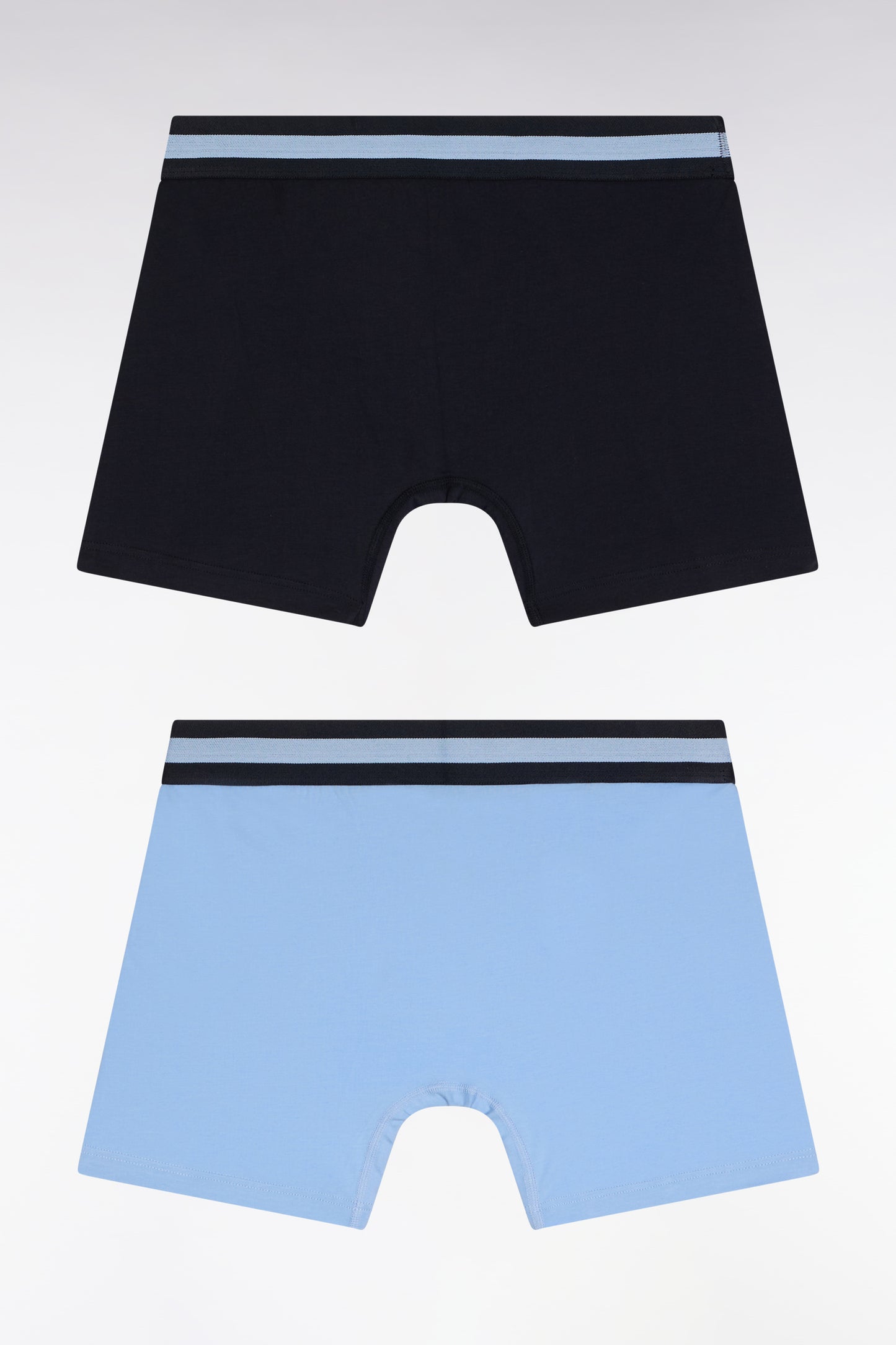 Set of two navy and sky stretch cotton jersey boxer shorts