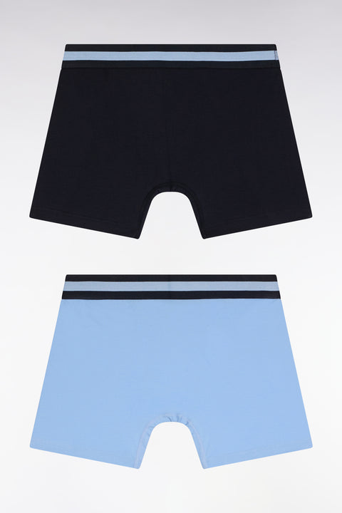 Lot de deux boxers en jersey de coton stretch marine et ciel - Image 2